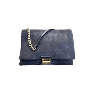 Kate Spade Suede Foldover Gold Chain Shoulder Bag in Black